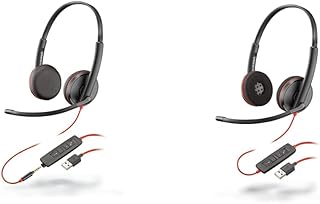 Plantronics Blackwire C3225 USB Stereo Headset, Black & Blackwire 3220 USB-A Wired Headset - Dual Ear (Stereo) with Boom Mic - Connect to PC/Mac via USB-A - Works with Teams, Zoom & more