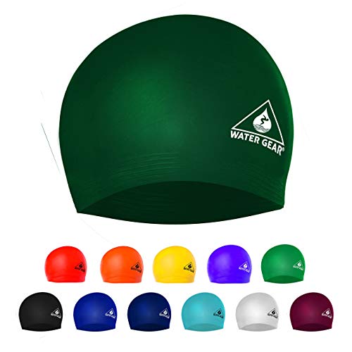 Water Gear Latex Adult Swim Cap - Durable and Flexible Unisex Non-Waterproof - Great for Short and Long Hair - Improve Your Performance - Triathlon Swimmers and Athletes