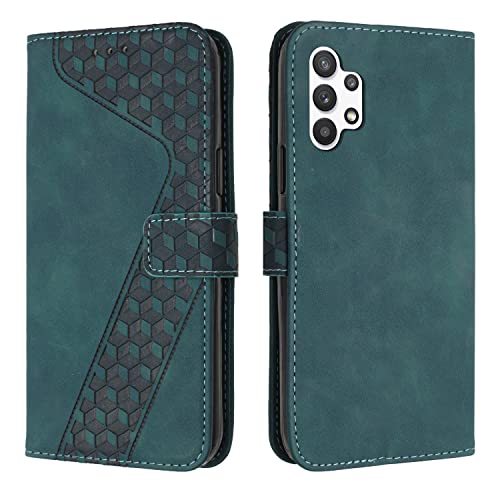 OKZone Funda para Samsung Galaxy A32 4G, PU Cuero Flip Carcasa Fundas Móvil de Tapa Libro Caso Piel PU para Samsung A32 4G, Carcasa Galaxy A32 4G con Tapa Case Telefono Móvil Phone Cover (Verde)