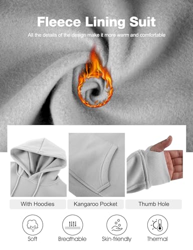 Flygo Womens Fleece 2 Piece Outfits Sweatsuit Crop Pullover Sweatshirt Joggers Pants Tracksuit Set