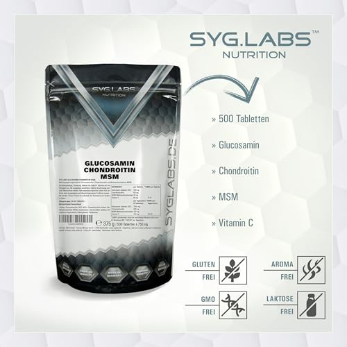 Glucosamin Chondroitin MSM + Vitamin C hochdosiert - 500 Tabletten für 4 Monate - laborgeprüft