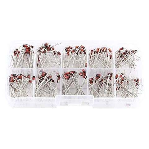 Akozon Zenerdioden Sortiment Kit, 200 Stücke 10 Werte Zener Diode Sortiment Elektronische Kit 1N4728~1N4737 Mit Aufbewahrungsbox Cover