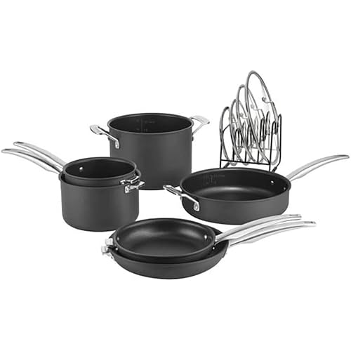 CUISINART N61-11 Nonstick Hard-Anodized Nesting Cookware Set, 11 Piece, Black