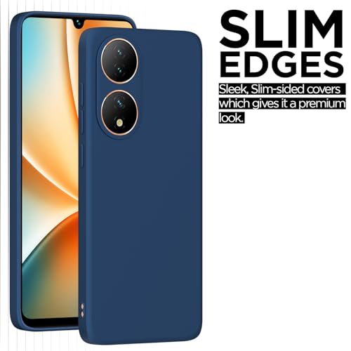 Image of Outlouders Back Cover for Vivo Y100 5G | Camera Protection | Durable Soft Matte Silicone Bumper Case (Blue)