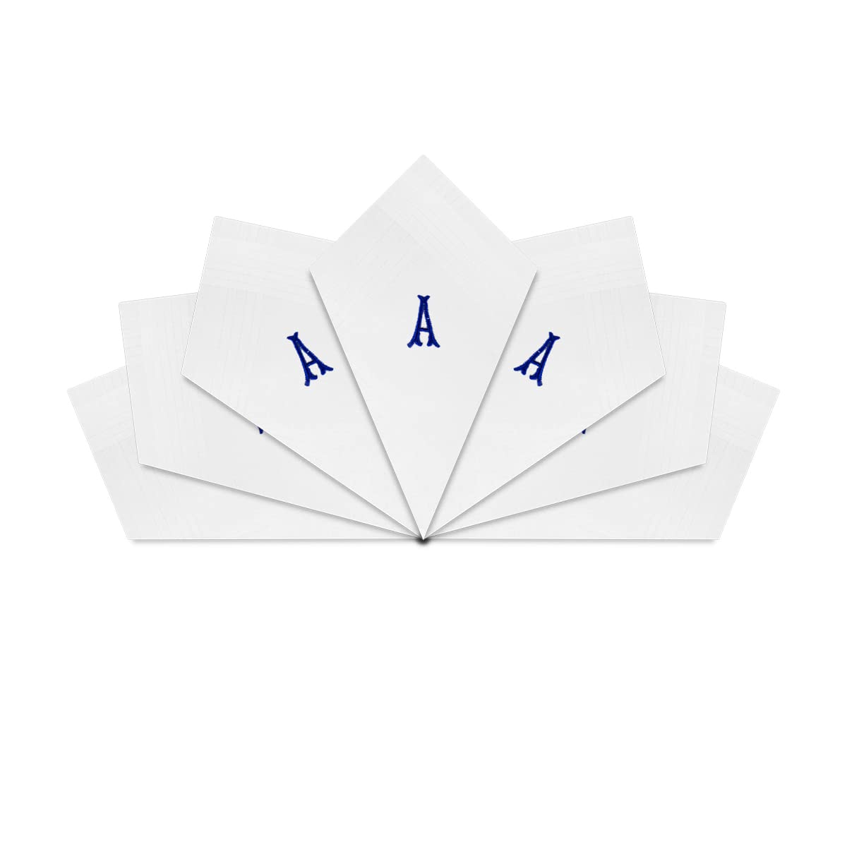 Warwick & Vance Unisex A 7 Pack Of Mens/Gentlemens White Satin Bordered Handkerchiefs With Blue Embroidered Initials, Letter