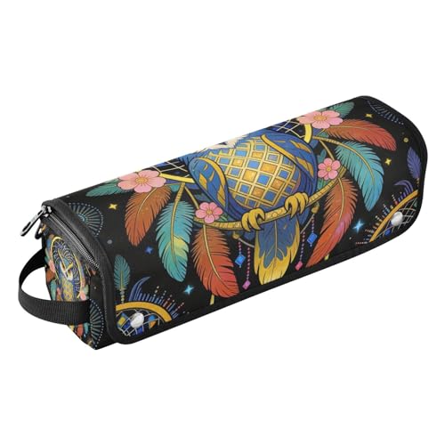 Estuche de viaje 2-en-1 para rizador y plancha de pelo, con alfombrilla resistente al calor y cierre impermeable, organizador para planchas y rizadores con diseño tribal búho atrapasueños miniatura 1
