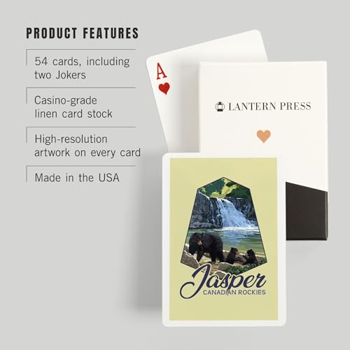 Lantern Press Jasper, Canada, Canadian Rockies, Baraja Poker 52 Cartas miniatura 3