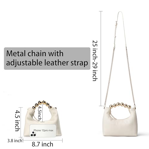 Image of DORIS&JACKY Small Top Handle Clutch Purse for Women, Designer Evening Bag With Pearl Tote Handle and Chain Strap