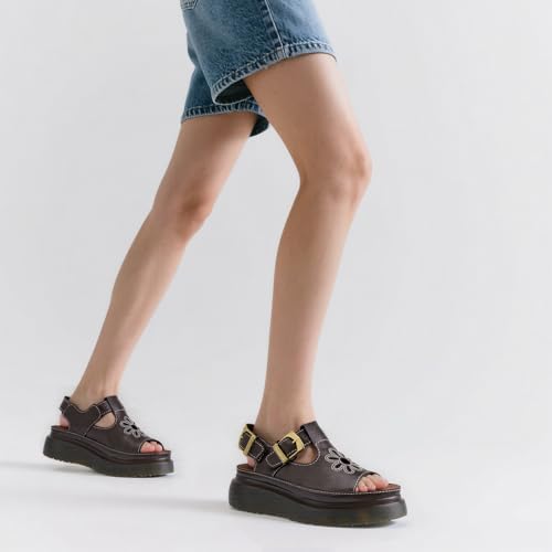 Platform Sandals for Women Chunky Ankle Buckle Casual Open Toe Comfortable Flower Decoration Fisherman Sandals4