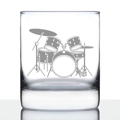 Drums - Whiskey Rocks Glass - Drumming Gifts for Drummers - 10.25 oz Glasses
