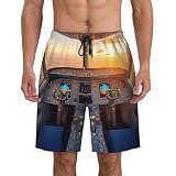 Cockpit of an Airplane - Pantaloncini da spiaggia da uomo, ad asciugatura rapida, con fodera in rete, pantaloncini da spiaggia traspiranti, nero, Medium