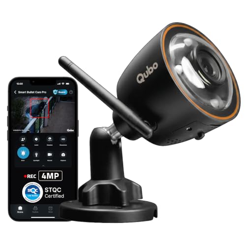 Image of Qubo Smart Outdoor 3MP [2K] WiFi Bullet Camera by Hero Group | Color NightPulse Vision | CCTV cam | AI Person Detection | Smart Spotlight | IP66 Weatherproof | Made in India