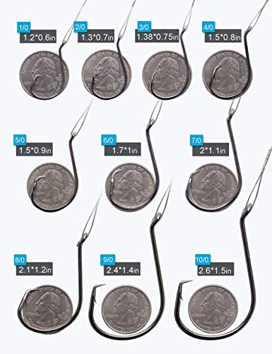 Image of MAKABEE Circle Hooks Rigs Saltwater Steel Leader Wire, 25pcs 1 /0 Heavy Duty Circle Hook with Leader Wire Bass Catfish Fishing Lure Rig
