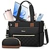 RAINSMORE Bolsa de mano para profesores de 15.6 pulgadas para laptop para mujeres con bolsa pequeña, bolsas de trabajo, bolsa de enfermera, maletín profesional para computadora