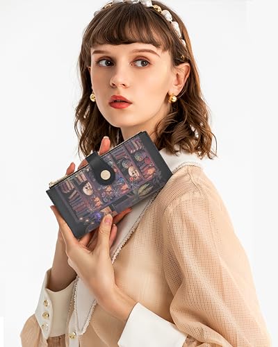 Image of Book Women's Slim Wallet,Thin RFID Card Holder with Zipper Pocket