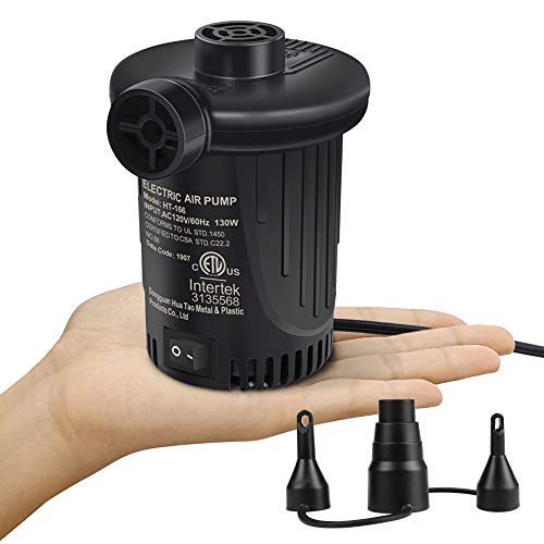 DEEPLEE Electric Air Pump for Inflatables, Air Mattress Pump Quick-Fill Inflator/Deflator with 3