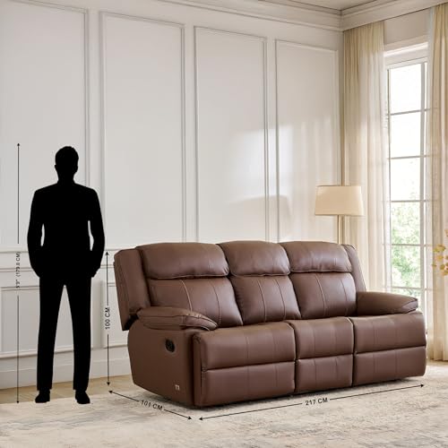 Image of Home Centre | Torino | Faux Leather | Solid Wood | Recliner Sets | Brown | Sofa Set 3+1+1 | 1 Year Warranty