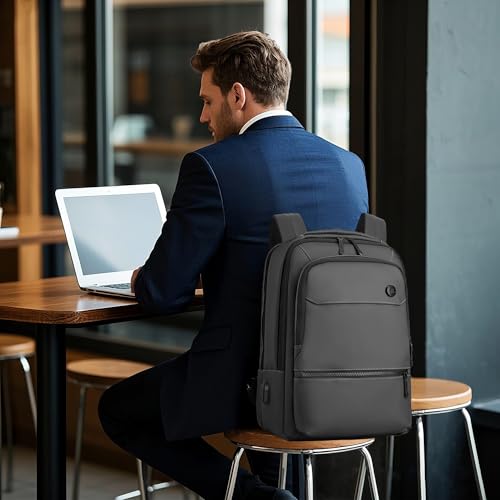 Laptop Backpack for Men Business Work Backpack with USB Charging Port Water-resistant Computer Bag for Mens Fit 15.6 Inch(Grey)2