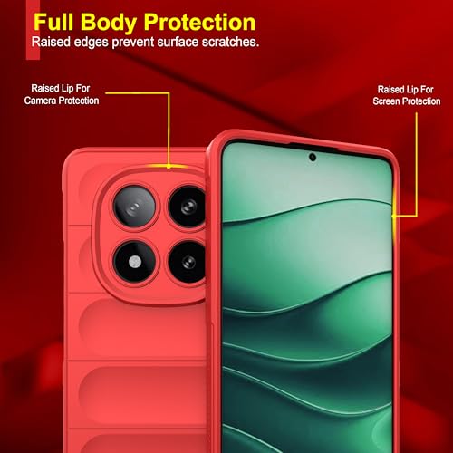 Image of Zapcase Back Case Cover for Mi Redmi Note 14 Pro 5G | Compatible for Mi Redmi Note 14 Pro 5G Back Cover | Liquid Silicon Magic Case with Camera Protection | Red