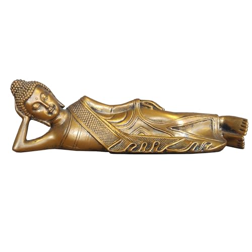 Statue Bouddha Couché – Décoration Zen et Feng Shui – Objet Porte Bonheur – Idée Cadeau Zen – Décoration Bureau, Chambre, Salon… – Longueur : 22cm – Couleur Dorée – Zen’Light, Or