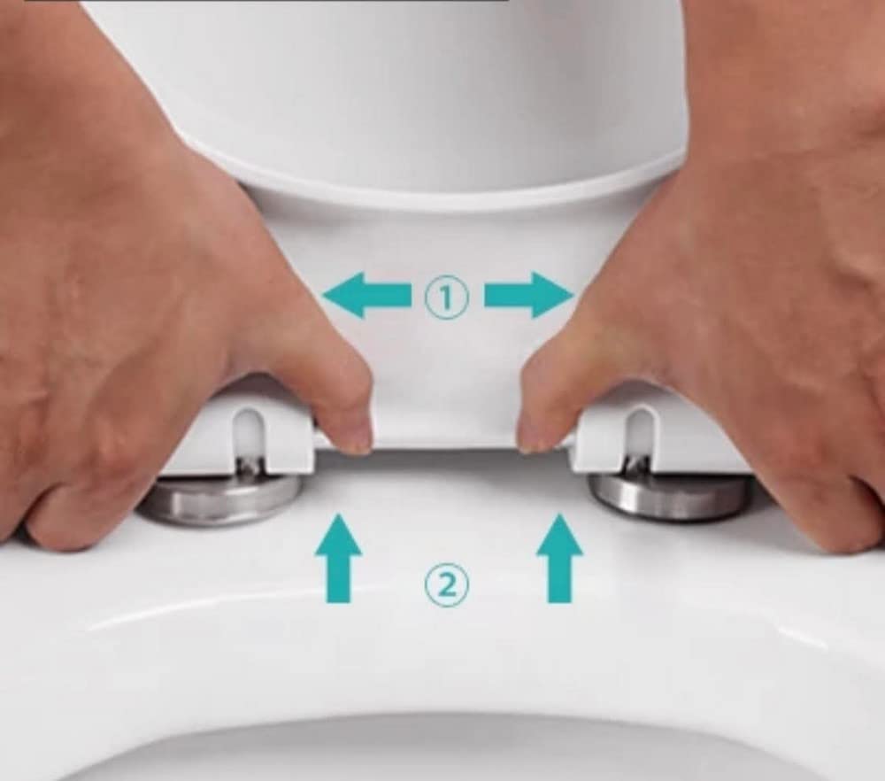 WC Suspendu Blanc Sans Bride avec Fixations Invisibles + Abattant Ultra Fin Déclipsable + Frein de Chute (Blanc)
