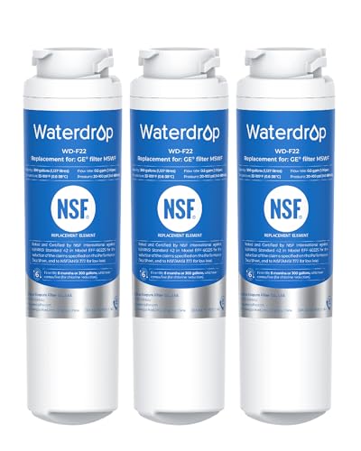 Waterdrop MSWF Refrigerator Water Filter Replacement for GE MSWF 101820A 101821B RWF1500A NSF 42&372 Certified 3 Pack