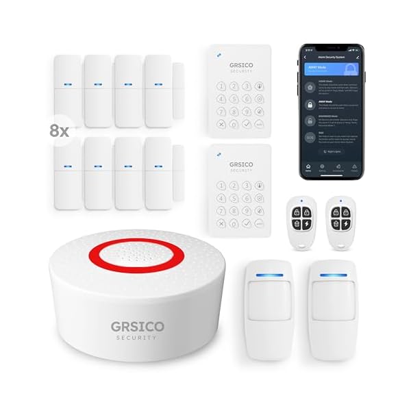 Wireless Home Alarm System 15-Piece Kit, WiFi Alarm System for Home Security with Phone APP Alert (Alarm Siren, Keypad, Remote, Motion, and Door Sensors) for Home, Apartment, Work with Alexa