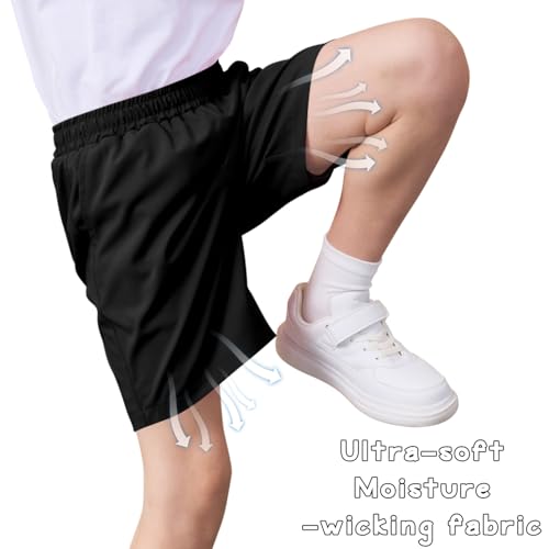 QBK Boys 2-in-1 Athletic Running Shorts with Compression Liner Lightweight Quick Dry 3T-16Y4