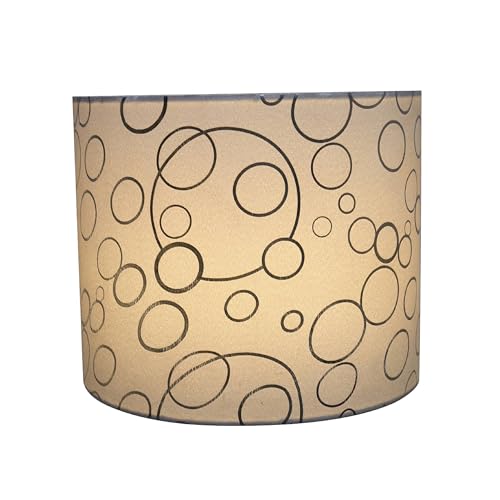 Image of Aspen Creative 31088A Transitional Drum (Cylinder) Shaped Spider Construction Lamp Shade in White with Silver Circle Pattern, 12 inch Wide (12 inch x 12 inch x 10 inch)