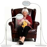 10X Large Floor Magnifying Glass with Light and Stand, Floor Magnifying Lamp 56 LED Flexible Gooseneck,Hands Free Lighted Magnifiers for Close Work, Sewing,Reading,Repair Craft