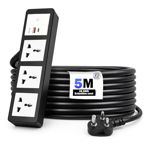 Image of MX 35W Extension Board PD GaN Charger Super Fast Charging 1 USB-A + C, 3 Universal 6 /13A AC Sockets (4000W) Multiport Desktop Power Strip for iPhone Android Laptop Tablet Charging Station 5M Cable