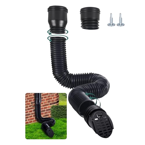 GartOasis Rallonge Gouttiere Flexible, Extension de Gouttière Ronde pour 80/100 mm Descente avec...