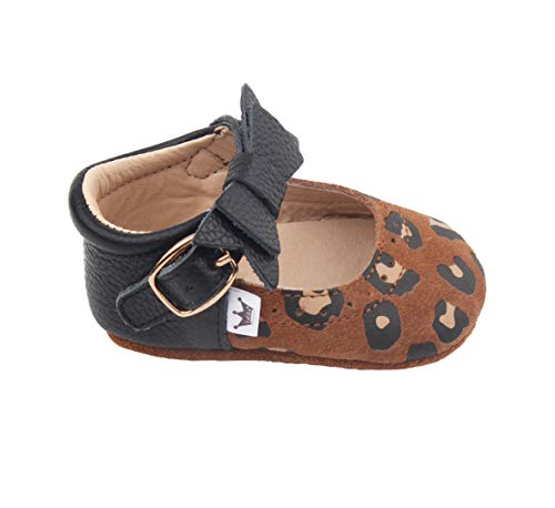 Liv & Leo New Baby Girls Mary Jane Oxford Soft Sole Crib Shoes Leather with Bow