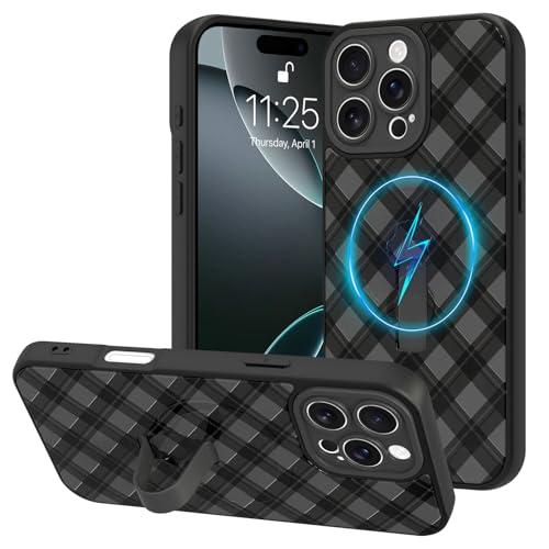 Coque iPhone 16 Pro à carreaux chic avec cordon et support