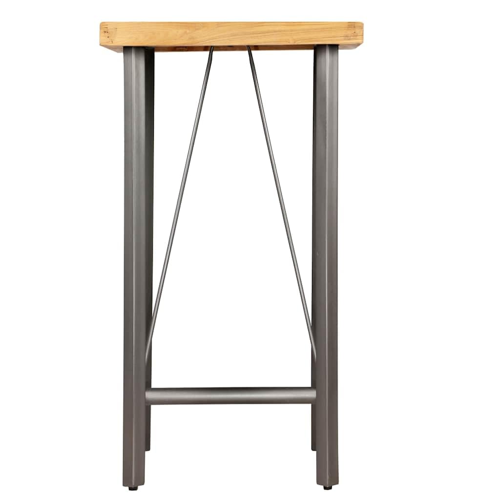 Table de bar en teck massif recyclé - 60 x 60 x 107 cm - Avec pieds en acier revêtu par pulvérisation - Table de cuisine industrielle - Table à manger stable - Facile à monter - Design