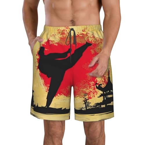 Men's Swim Trunks Quick Dry Board Shorts Karate Power Kata Kimono Beach Shorts Casual Sports Running Shorts