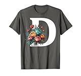 cute monogram initials floral letter D roses bouquet flowers T-Shirt