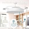 LEDUNI ® Ventilador con Luz Lámpara LED 66W Ventilador Invisible Ultra Silencioso con Mando a Distancia+Control APP y Palas Retráctiles,Luz Fría/Neutra/Cálida Interiores Plafón lluminación #2