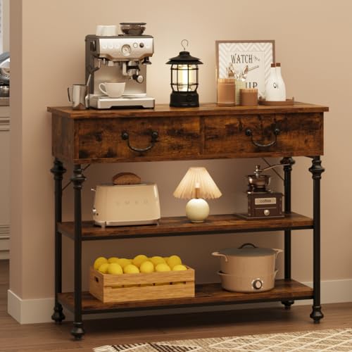 Idealhouse XGZ-C001 Console Tables For Entryway, Small Entryway Table With 2 Drawers, Narrow Console Table With Storage Shelves For Living Room, Hallway Table, Sofa Table, Rustic Brown thumb #7