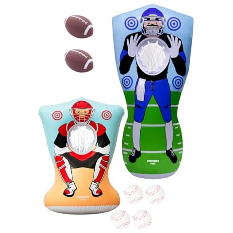 Double-Sided Inflatable Football & Baseball Toss Game -Training Target with Mini Balls, Air Pump & Patch Kit - Fun Kids Throwing Games for Indoors, Outdoors, Birthdays, Camping, Beach Cover
