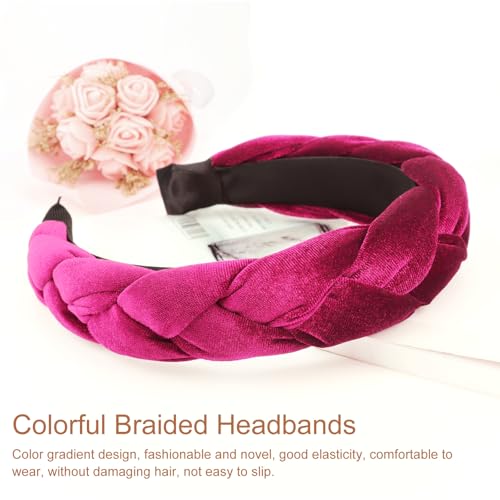 Image of DRESHOW Braided Headbands for Women Velvet Hair Hoop Elastic Criss Cross Hair Bands Accessories
