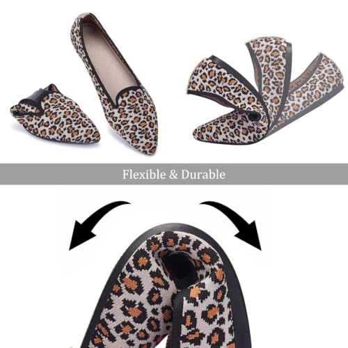 Image of Frank Mully Women's Casual Loafer Flats Slip On Loafer Shoes Comfortable Knit Flat Shoes Classics Pointy Toe Loafer Flats,for Work,Travel