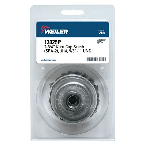 Weiler 804-13025P Single Row Heavy-Duty Standard Twist Knot Wire Cup Brush, 5/8-11 UNC, 0.014