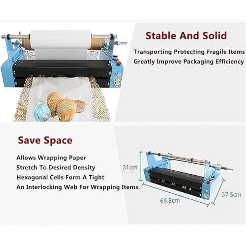 Podajnik Papieru Pakowego W Rolkach O Strukturze Plastra Miodu, Automatyczny Podajnik Papieru, Regulowany Naciąg/Prędkość 0-25 M/Min, Podajnik Do Opakowań Papierowych