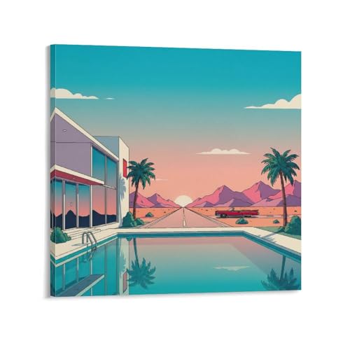 永井博アートポスター (1) キャンバス 芸術 壁アート 画像 印刷 現代 寝室 装飾 ホームワーク24x24inch(60x60cm)