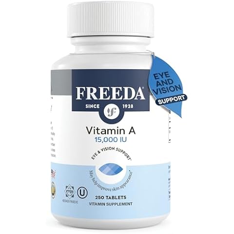 Freeda Kosher Vitamin A Palmitate - Retinyl Palmitate Pure Vitamin A 15,000 IU - 250 Tablets Cover
