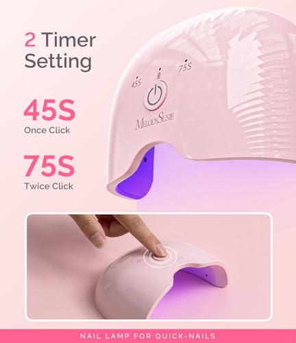 Image of MelodySusie Mini Cordless UV Nail Lamp, P-ART06G Rechargeable Portable LED UV Light with Smart Sensor, 4-Finger Curing for All Soft Gels, Especially Half-Cured Gel, Base Coat & Top Coat, Pink