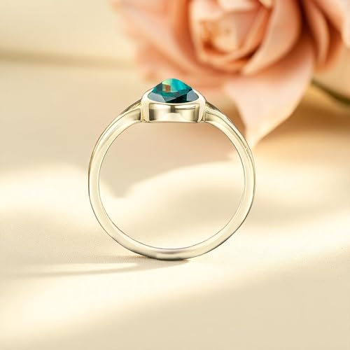 Unique Pear Teal Sapphire Engagement Ring 1.5 Ct Gemstone Jewelry September Birthstone Gifts Personalized Solitaire Simple Bridal Ring4