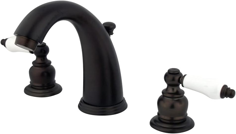 Kingston Brass KB985PL Victorian Widespread Lavatory Faucet, Porcelain Lever Handle, Oil Rubbed Bronze