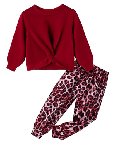 Image of Arshiner Toddler Girls Clothes 2 Piece Outfits Long Sleeve Twist Front Sweatshirt and Sweatpants Sweatsuit Sets